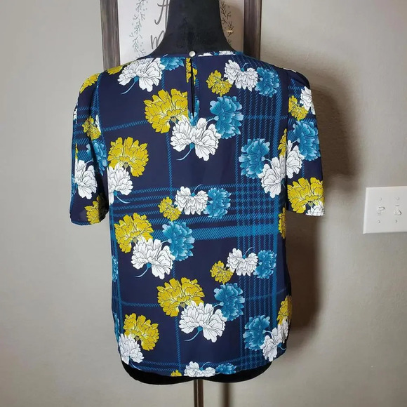Apt. 9 Women's Puff Sleeve Floral Satin Blouse Georgette Top Keyhole Back Size S - Picture 6 of 15